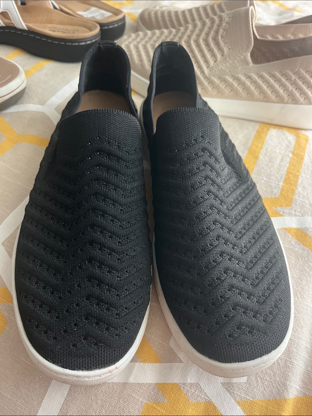 Sonoma Black Knit Slip-On Loafers with White Sole